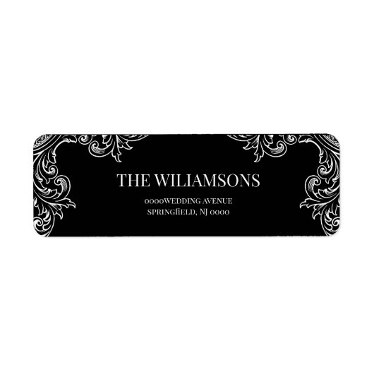 Modern Deco | Elegant Black and White Wedding ラベル (正面)