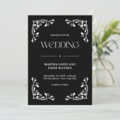 Modern Deco | Elegant Onyx Black and White Wedding 招待状 (スタンド正面)