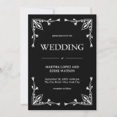 Modern Deco | Elegant Onyx Black and White Wedding 招待状 (正面)
