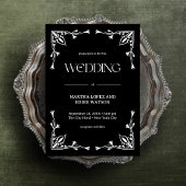 Modern Deco | Elegant Onyx Black and White Wedding 招待状