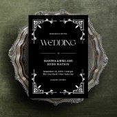 Modern Deco | Elegant Onyx Black and White Wedding 招待状