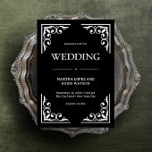 Modern Deco | Elegant Onyx Black and White Wedding 招待状