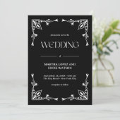 Modern Deco | Elegant Onyx Black and White Wedding 招待状 (スタンド正面)