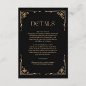 Modern Deco Ivory and Black Wedding Guest Details エンクロージャーカード (正面)
