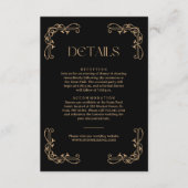 Modern Deco Ivory and Black Wedding Guest Details エンクロージャーカード (正面)