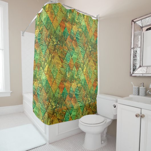 Modern Decorative Geometric Stained Glass シャワーカーテン (インサイチュ)