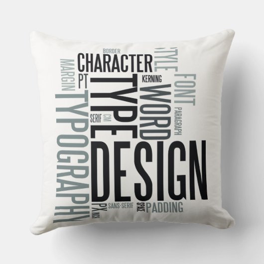 Modern Decorative Typography Throw Pillow クッション (裏面)
