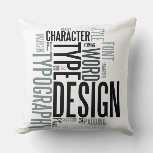 Modern Decorative Typography Throw Pillow クッション (正面)