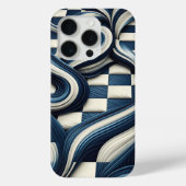 Modern Deep Blue & Ivory Fluid Waves Phone Case Case-Mate iPhoneケース (裏面)