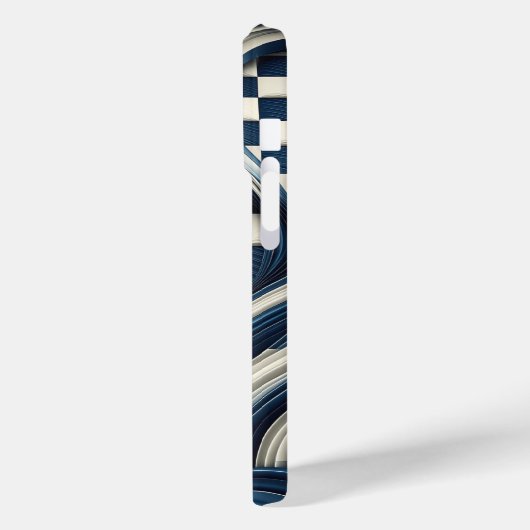 Modern Deep Blue & Ivory Fluid Waves Phone Case Case-Mate iPhoneケース (裏面 / 左)