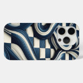Modern Deep Blue & Ivory Fluid Waves Phone Case Case-Mate iPhoneケース (裏面 (横))