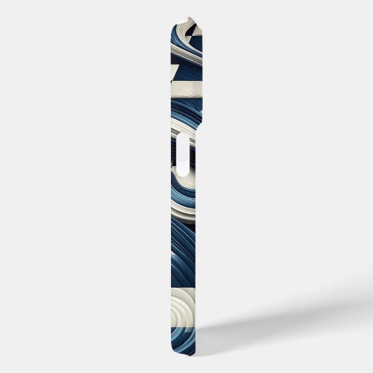 Modern Deep Blue & Ivory Fluid Waves Phone Case Case-Mate iPhoneケース (裏面 / 右)