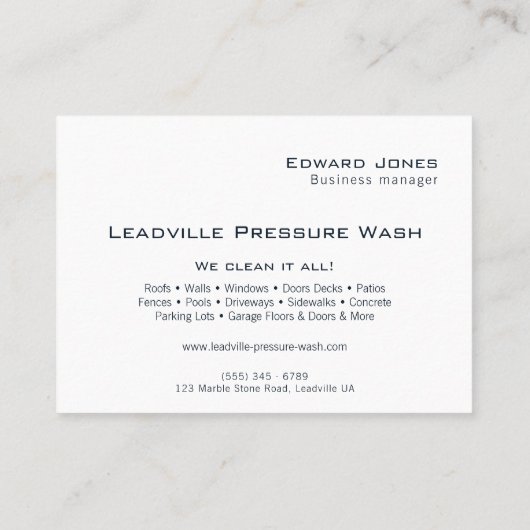 Modern Deep Blue Power Pressure Wash  名刺 (裏面)