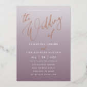 Modern Deep Mauve Gradient The Wedding Of 箔招待状 (正面)