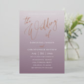 Modern Deep Mauve Gradient The Wedding Of 箔招待状 (立ち正面)