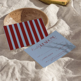 Modern Deep Red Blue Classy Fancy Wedding 出欠カード