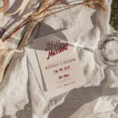 Modern Deep Red Retro Bold Funky Unique Wedding 招待状