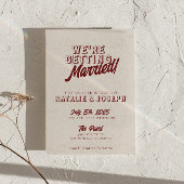 Modern Deep Red Retro Bold Unique QR Code Wedding 招待状