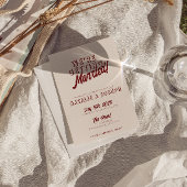 Modern Deep Red Retro Bold Unique QR Code Wedding 招待状