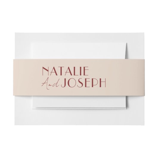 Modern Deep Red Unique Fancy Wedding 招待状ベリーバンド (正面例)