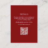 Modern Deep Red Wedding Details Qr Code エンクロージャーカード (正面)