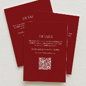 Modern Deep Red Wedding Details Qr Code エンクロージャーカード