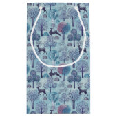 Modern Deer Forest Blue and Purple Holiday スモールペーパーバッグ (裏面)