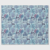Modern Deer Forest Blue and Purple Holiday ラッピングペーパー (フラット)