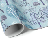 Modern Deer Forest Blue and Purple Holiday ラッピングペーパー (ロールコーナー)