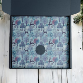 Modern Deer Forest Blue and Purple Holiday 薄葉紙