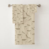 Modern Deer Illustration Beige Pattern Bath Towel  バスタオルセット (インサイチュ)