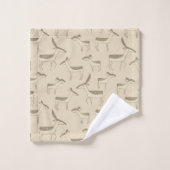 Modern Deer Illustration Beige Pattern Bath Towel  バスタオルセット (ウォッシュタオル)