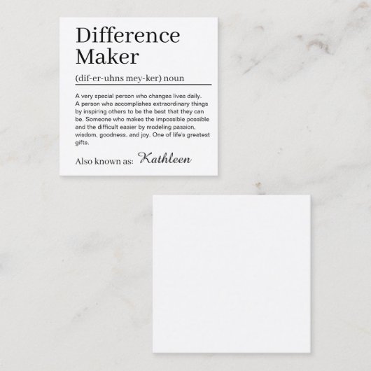 Modern Definition Difference Maker スクエア名刺 (正面/裏面)
