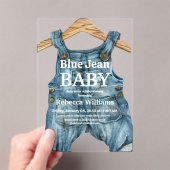 Modern Denim Blue Jean Baby Boy Baby Shower アクリル招待状 (インサイチュ (ポータブル))