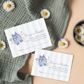 Modern Denim Blue Jean Stripes Baby Shower エンクロージャーカード