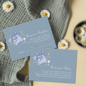 Modern Denim Blue Jean Stripes Baby Shower エンクロージャーカード