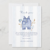 Modern Denim Blue Jean Stripes Baby Shower 招待状 (正面)