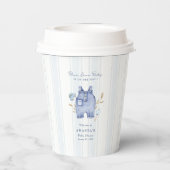 Modern Denim Blue Jean Stripes Baby Shower 紙コップ (裏面)