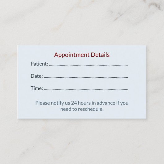 Modern Dental Appointment Card | Clinic Reminder 予約カード (裏面)