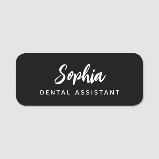Modern Dental Assistant Script Name Black Name 名札 (正面)