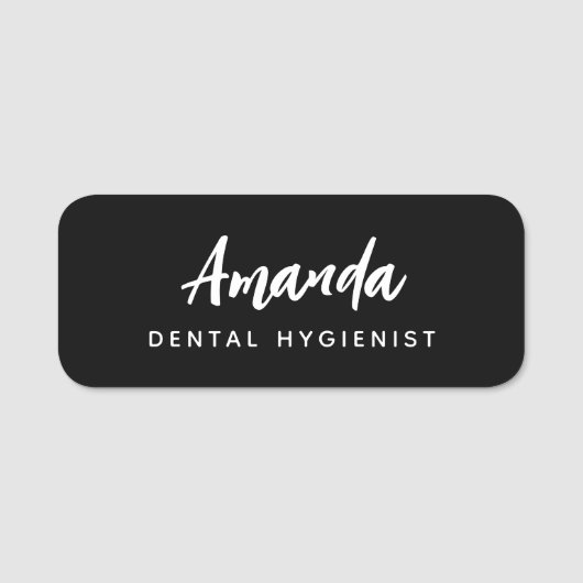 Modern Dental Hygienist Script Black 名札 (正面)