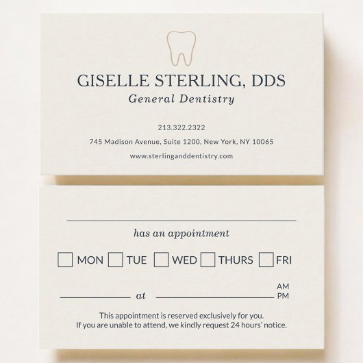 Modern Dental Office Tooth Appointment  予約カード