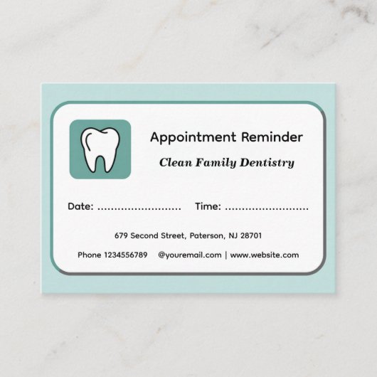 Modern Dentist Appointment Reminder Cards 予約カード (正面)