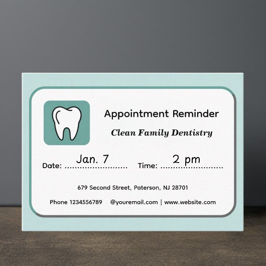 Modern Dentist Appointment Reminder Cards 予約カード