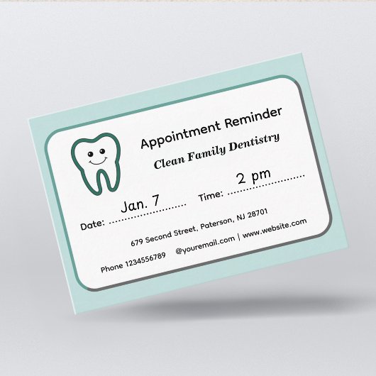 Modern Dentist Appointment Reminder Cards 予約カード
