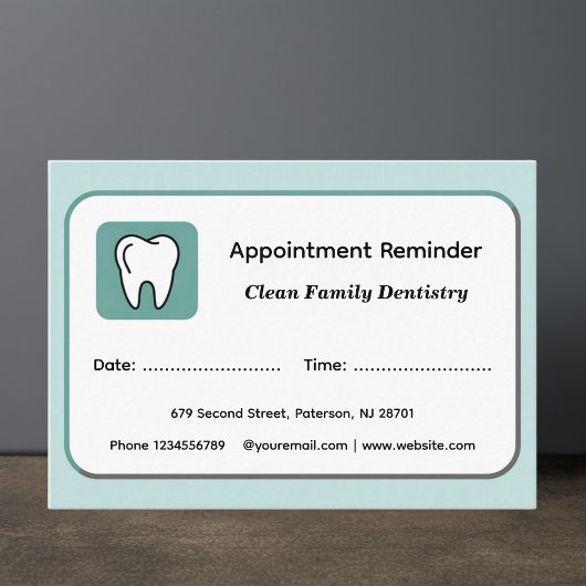 Modern Dentist Appointment Reminder Cards 予約カード