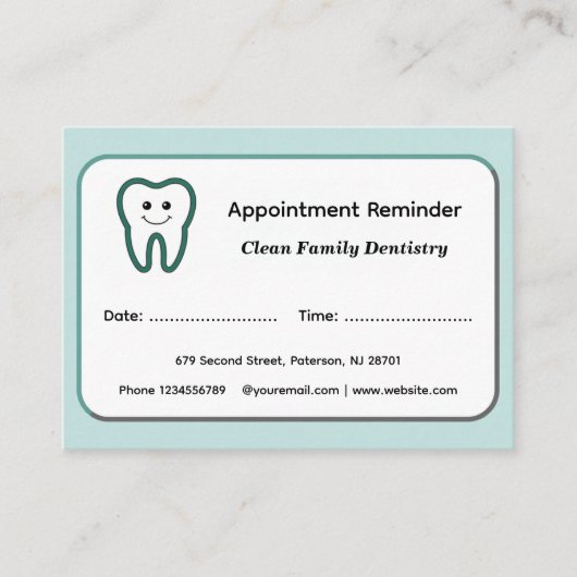 Modern Dentist Appointment Reminder Cards 予約カード (正面)