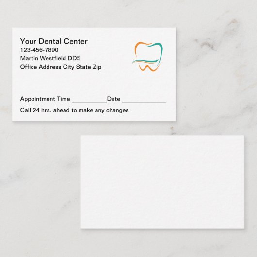 Modern Dentist Office Appointment Cards New 予約カード (正面/裏面)