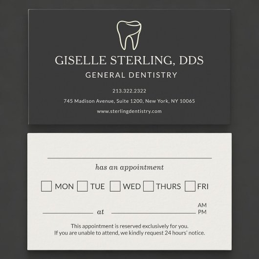 Modern Dentist Office Tooth Appointment Reminder 予約カード