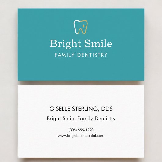 Modern Dentist Office Tooth Icon 名刺